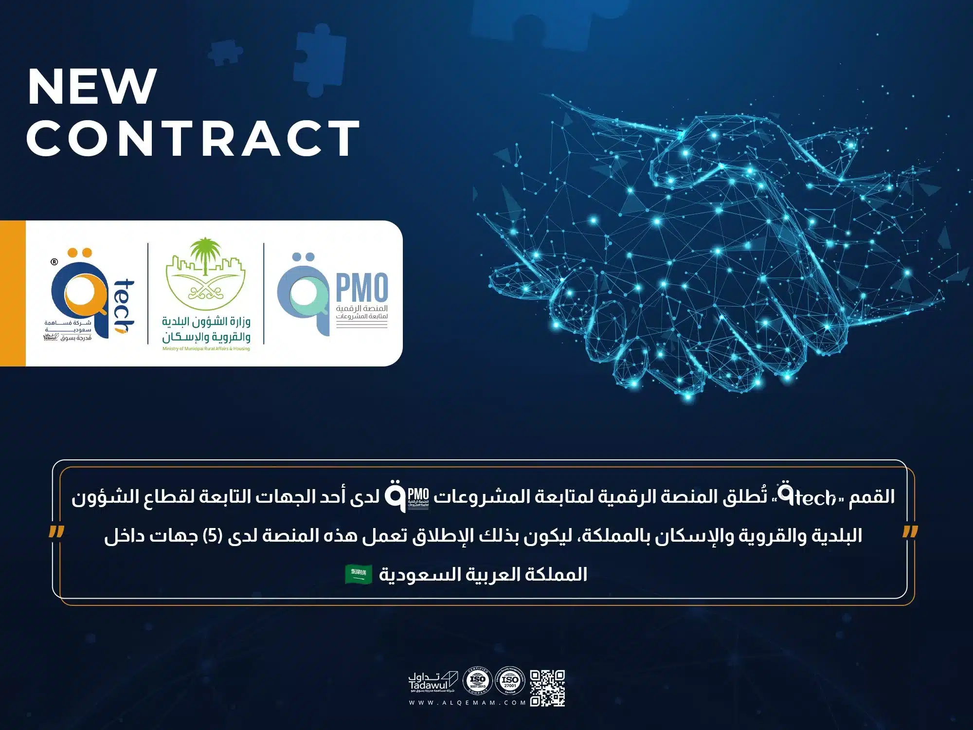 إنطلاق المنصة الرقمية لمتابعة المشروعات "qPMO" لدى أحد الجهات التابعة لقطاع الشؤون البلدية والقروية والإسكان بالمملكة